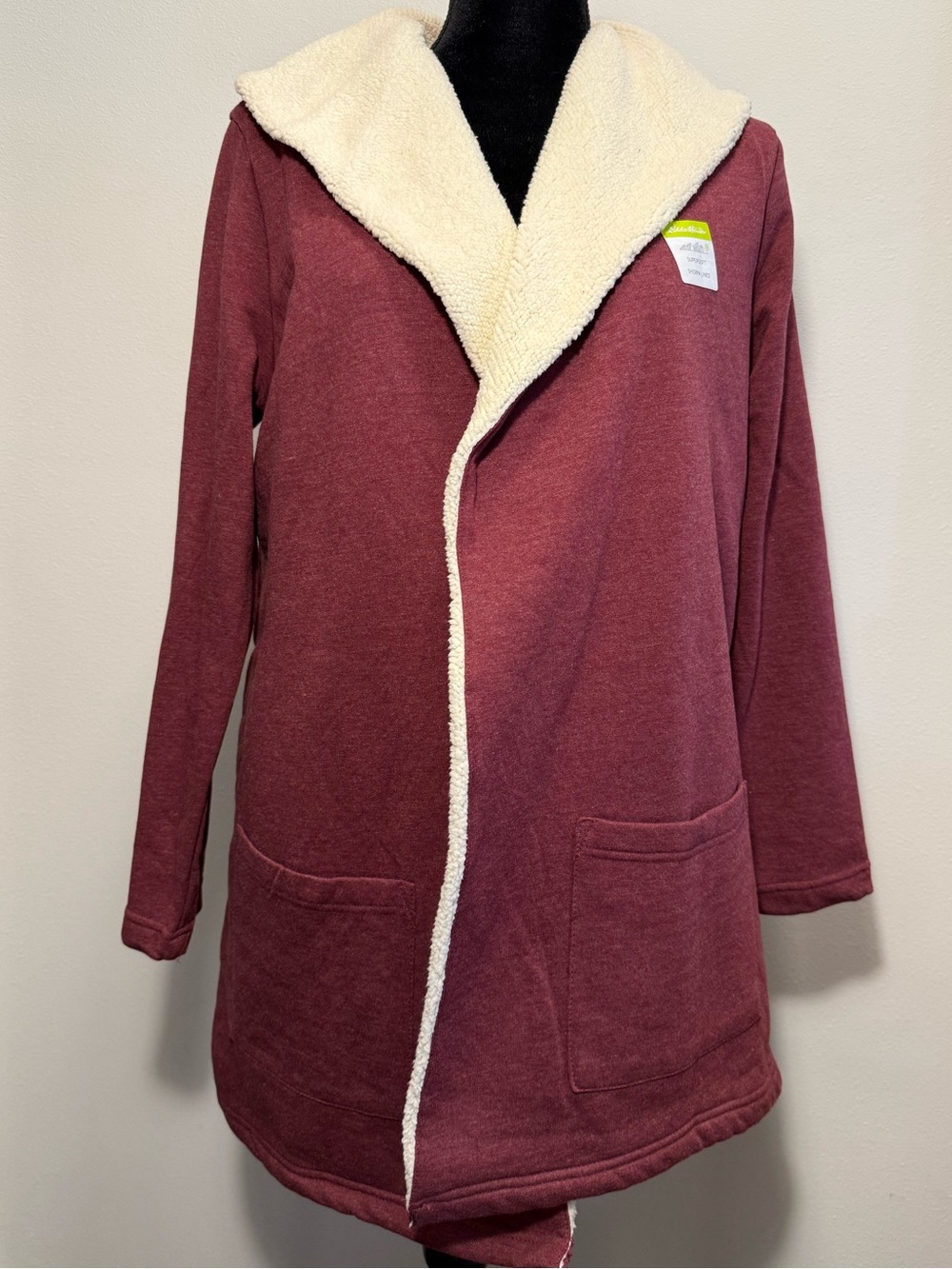 Eddie Bauer Maroon Teddy Jacket with Cream Sherpa Trim